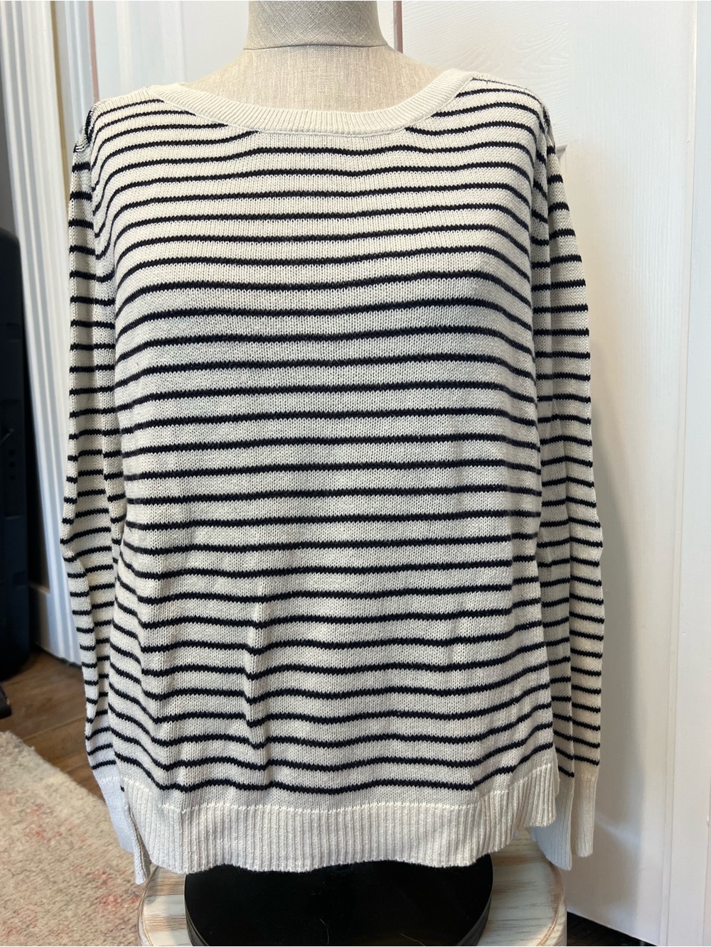 American Eagle Outfitters Black & White Striped Knit Top